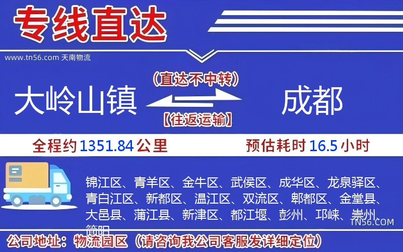 大嶺山鎮(zhèn)到成都物流公司