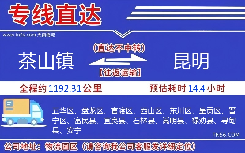 茶山鎮(zhèn)到昆明物流公司