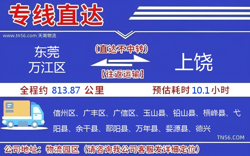 東莞萬江區(qū)到上饒物流公司